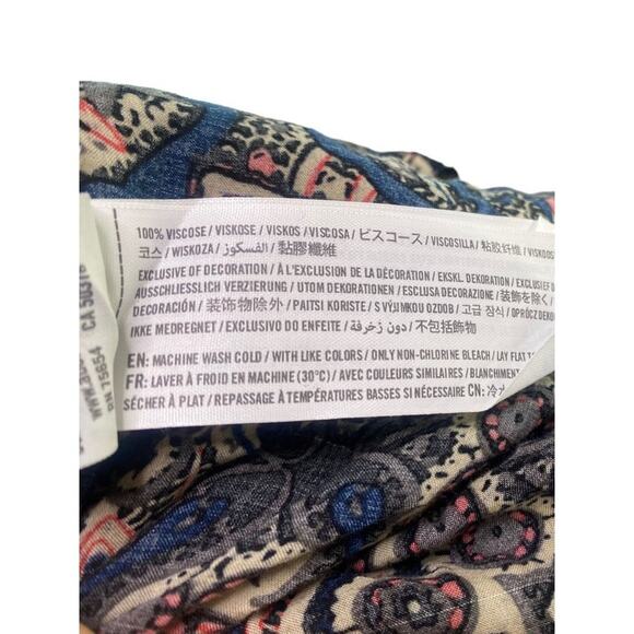 Abercrombie & Fitch Romper Shorts Long Bell Sleeves Abstract Print XS Black Blue - Picture 10 of 16